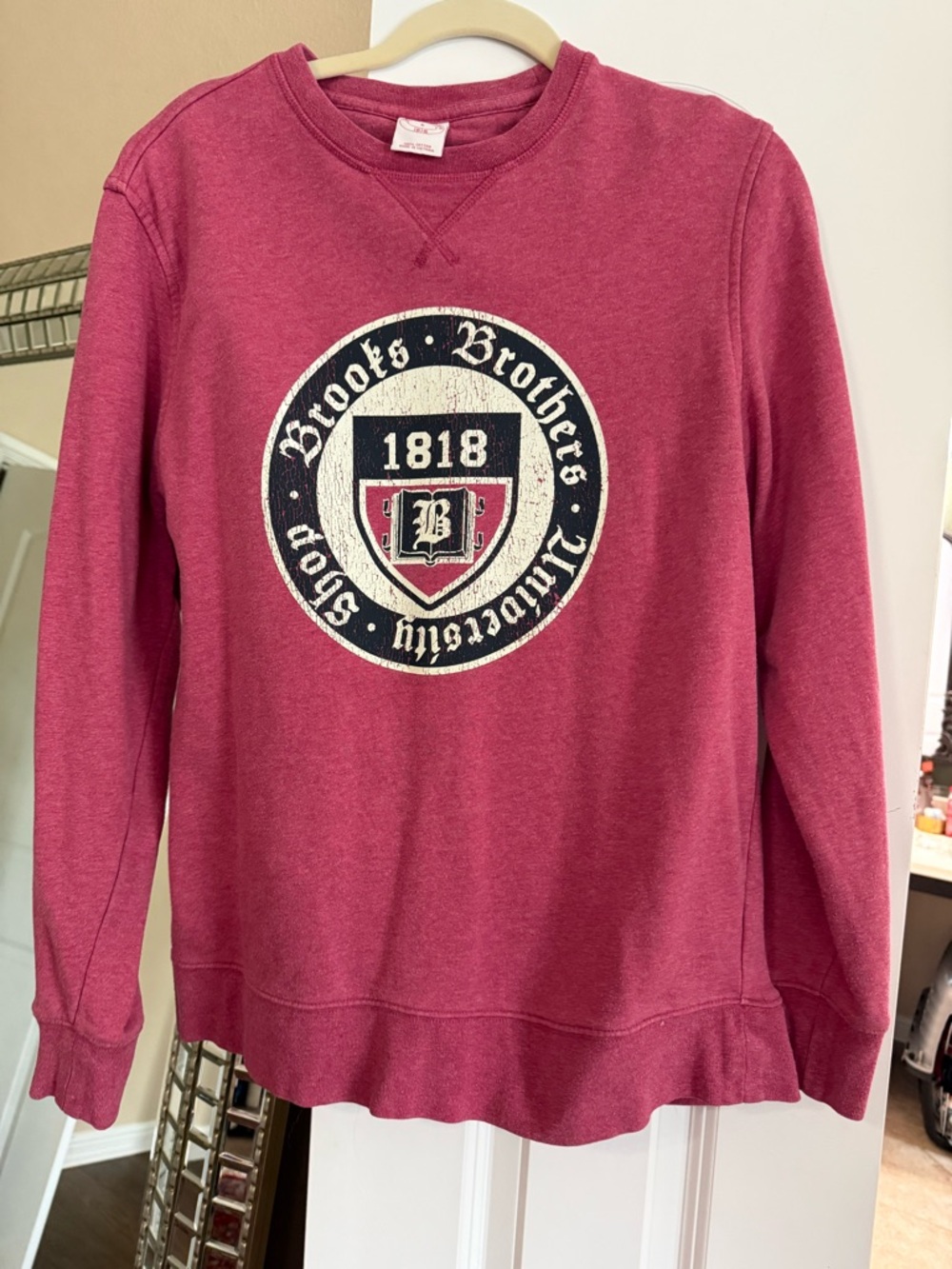 Brooks Brothers crewneck sweatshirt in deep rose